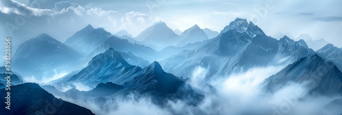 b'Blue Misty Mountain Landscape' photo