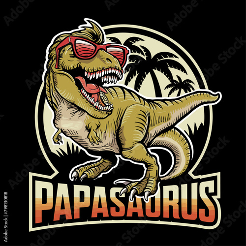 Fathers Day 2024 Vector illustration typography, papaSaurus