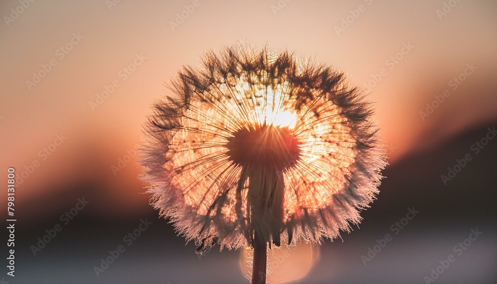 Sunset Whispers: Dandelion Basks in Evening Sunlight