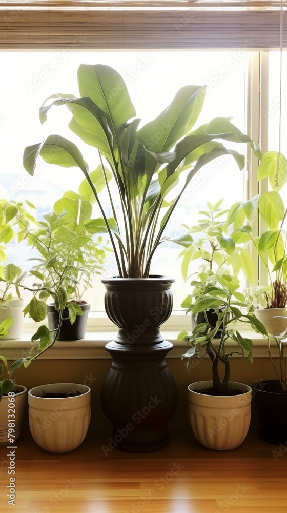 Fototapeta premium b'Indoor plants in front of a window'