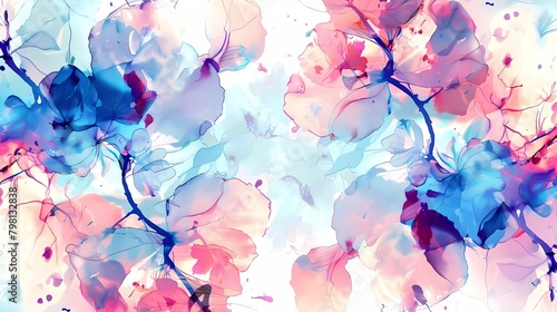 seamless watercolor floral marble pattern. grunge abstract art background.