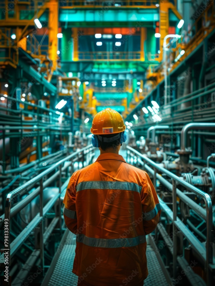 Fototapeta premium b'Industrial Engineer Overseeing Refinery Operations'