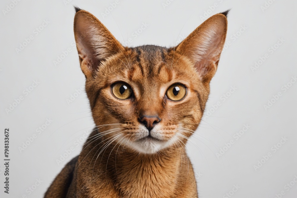 Portrait of Abyssinian cat looking at camera. Studio shot.