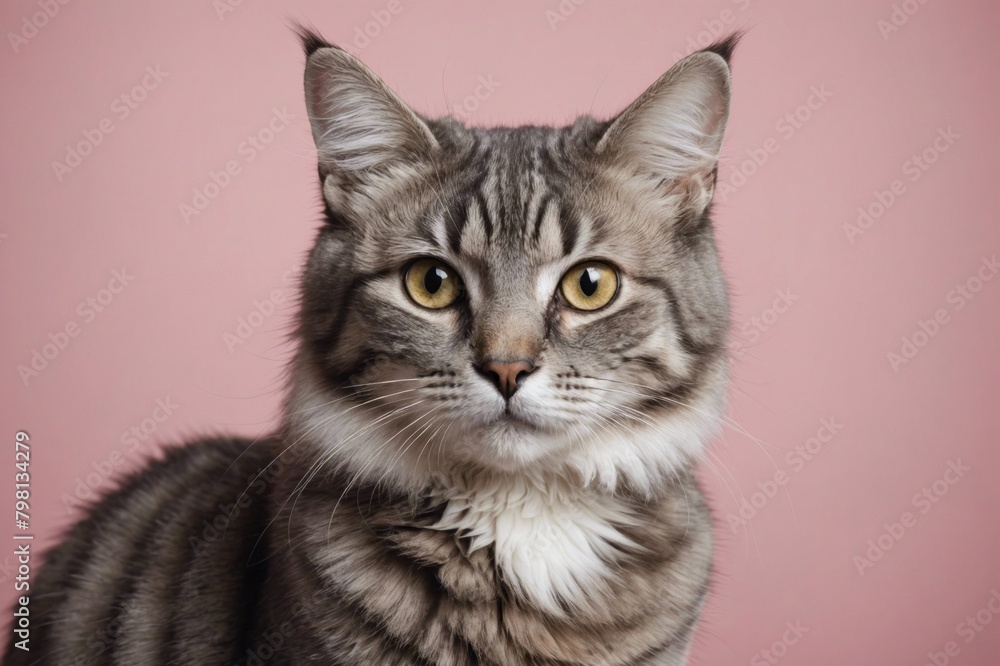 Portrait of American Curl cat looking at camera. Studio shot.