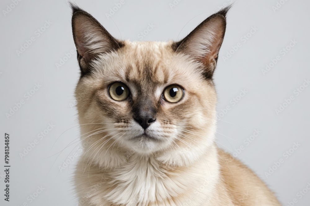 Portrait of Balinese cat looking at camera. Studio shot. Portrait of Balinese cat looking at camera. Studio shot.