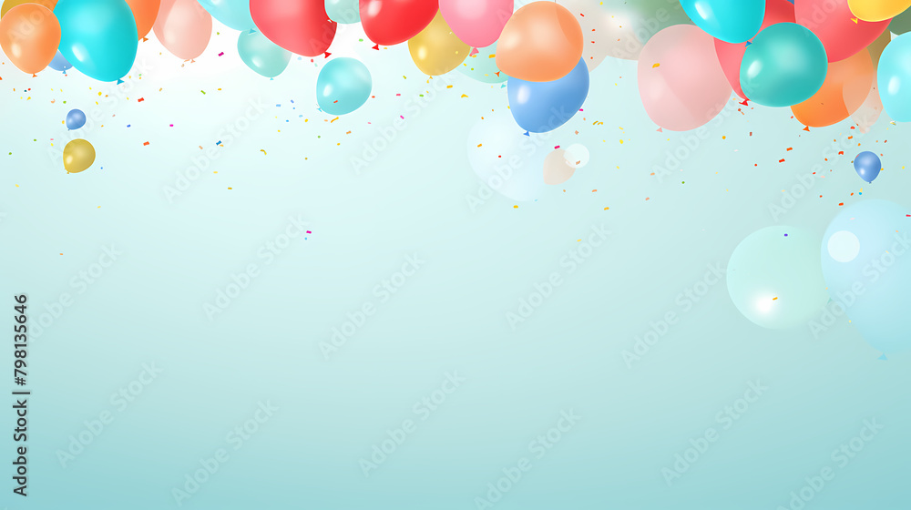 Colorful balloons and confetti Colorful balloons and confetti