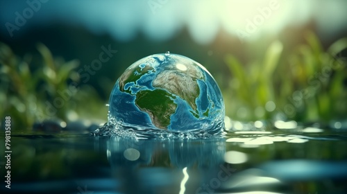 Saving water and world environmental protection concept. Eearth, globe, ecology, nature, planet concepts.