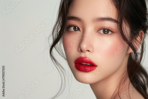 Portrait of young asian beauty model close up