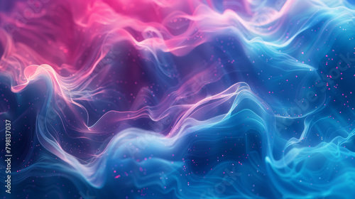 Pink and blue neon glow waves, abstract energy