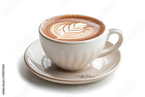 Cup of coffee with latte art on a light background