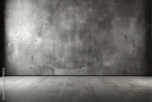 b'gray concrete wall and wooden floor texture background' © duyina1990