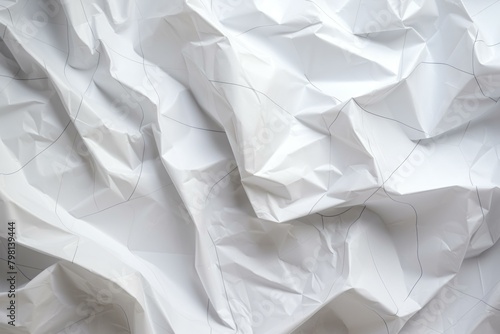 b'Crumpled white paper texture with hand drawn lines' photo