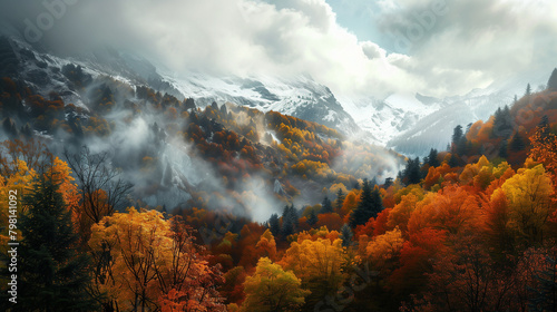 Autumn in the mountains, Autumn in the mountains forest, Fall foliage in the mountains, Autumn landscape with mountains, Colorful leaves in the mountains, Autumn scenery in the mountains, Mountain vie photo