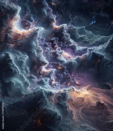 b'Interstellar gas clouds illuminated by a bright star' photo