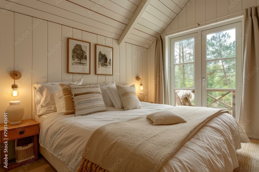 b'Cozy Minimalist Bedroom With Neutral Colors and Natural Light'