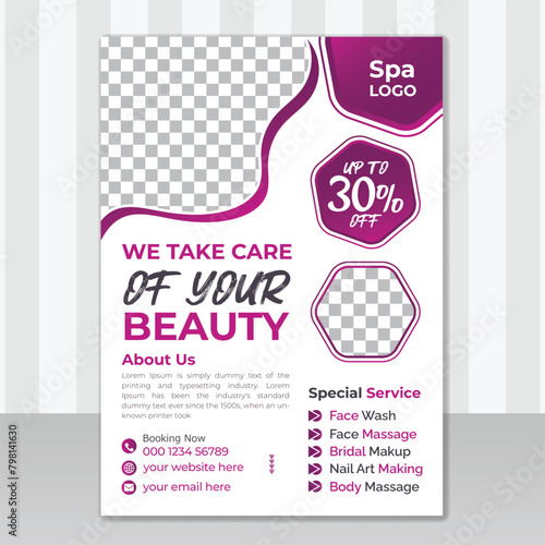 Beauty Spa Salon Flyer template design, Spa Center, Beauty center, Print Ready Editable Layout