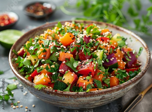 b'Roasted Butternut Squash Salad with Parsley and Sesame Seeds'