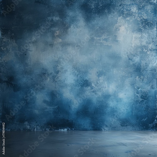 b'Blue grunge concrete wall and floor texture background'