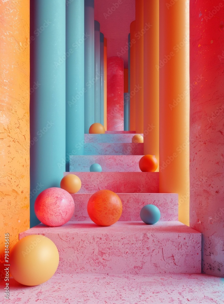 Pink and blue pastel surreal minimal 3d render Pink and blue pastel surreal minimal 3d render
