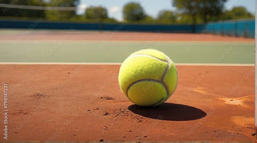 close up of a tennis ball on an outdoor court, summer sports at the olympiad, tennis