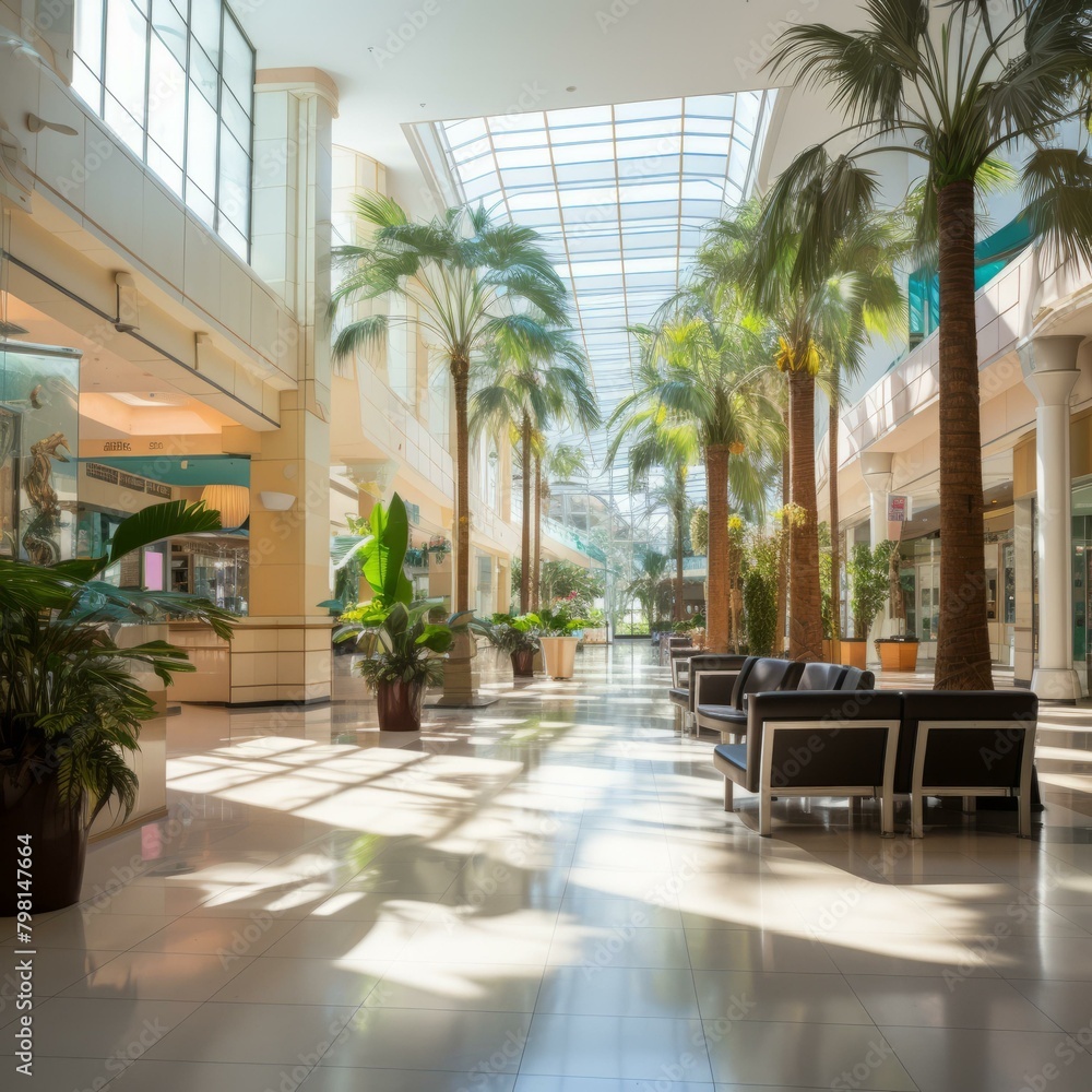 Fototapeta premium b'Palm trees in a shopping mall'