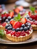 a plate of fruit tarts