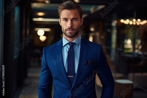 a man in a blue suit