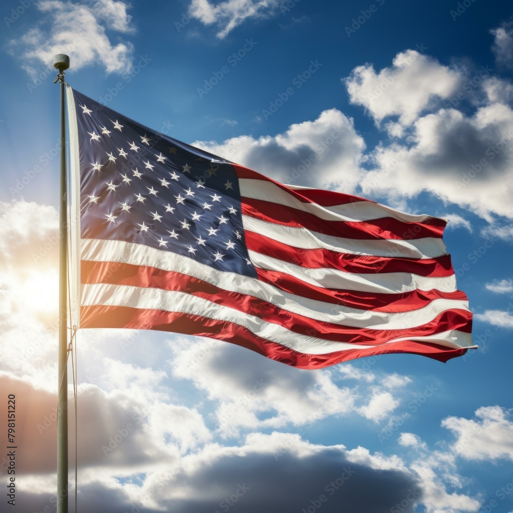 Obraz premium b'The American flag waving in the wind'