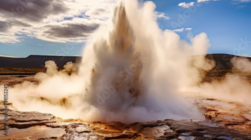 a geyser erupting in a hot spring