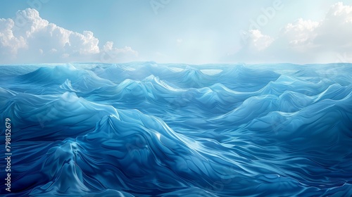 b'Blue ocean waves with white clouds in the background'