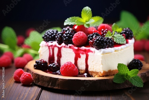 a cheesecake with berries on top