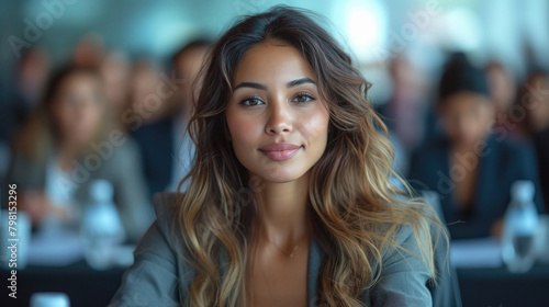Wallpaper Mural Young woman seating at office Torontodigital.ca