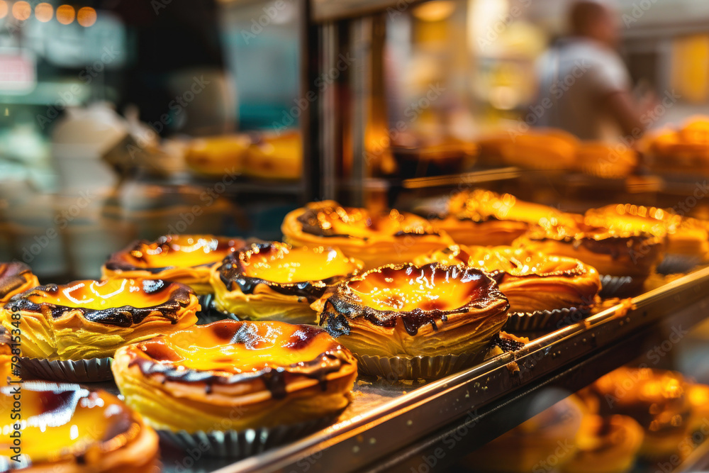 Delicious Portuguese Custard Tart Close-Up, Culinary World Tour, Food and Street Food