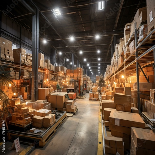 b Boxes and packages in a warehouse 