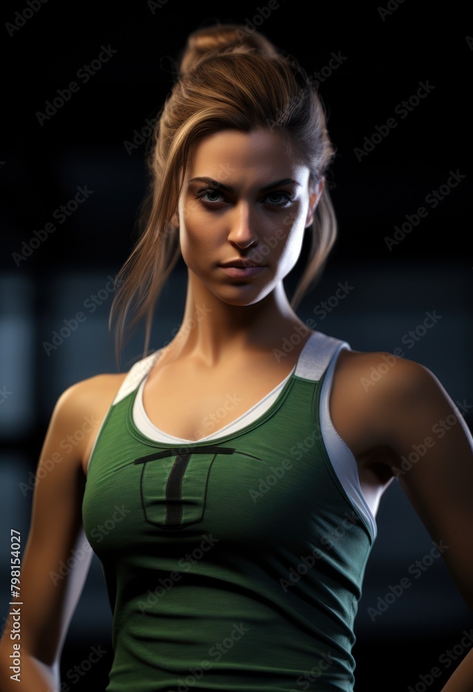 a woman in a green tank top a woman in a green tank top