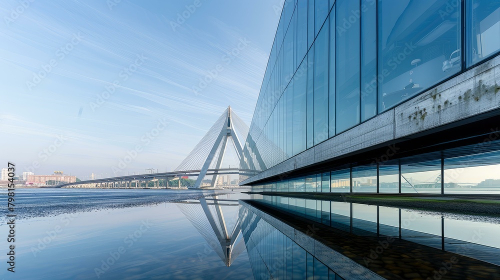 Fototapeta premium b'The Erasmus Bridge and the New Luxor Theater in Rotterdam, Netherlands'
