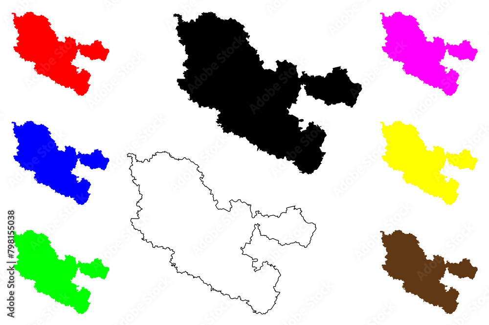 Naklejka premium Moselle Department (France, French Republic, Grand Est region) map vector illustration, scribble sketch Moselle map