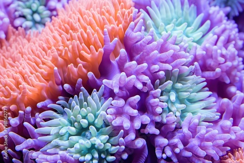 a close up of colorful corals