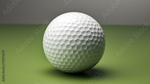 b'A white golf ball sits on a green surface'