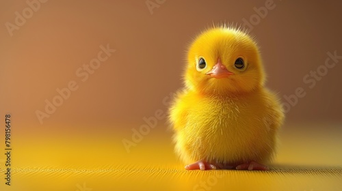 Cute chicks cartoon 3d on the right side with blank space for text