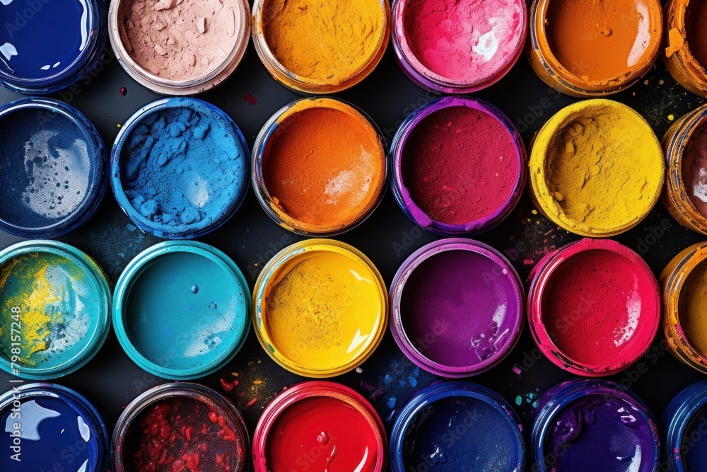 a group of jars of different colors a group of jars of different colors