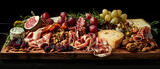 Cheese and meat platter with nuts