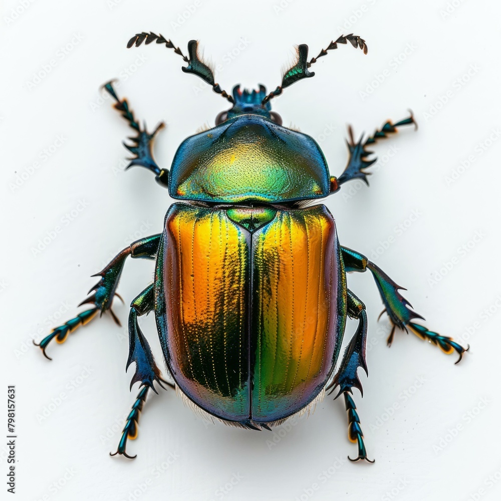 b'A green and gold scarab beetle on a white background' b'A green and gold scarab beetle on a white background'