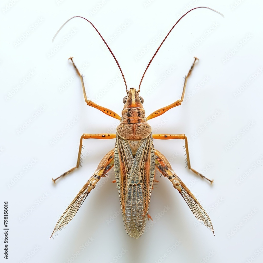 Fototapeta premium b'A brown marmorated stink bug on a white background'