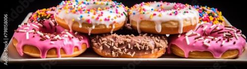 a stack of donuts with sprinkles
