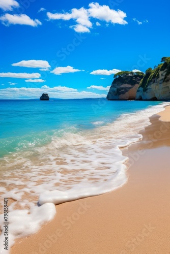 b Beach with white sand and blue sea 