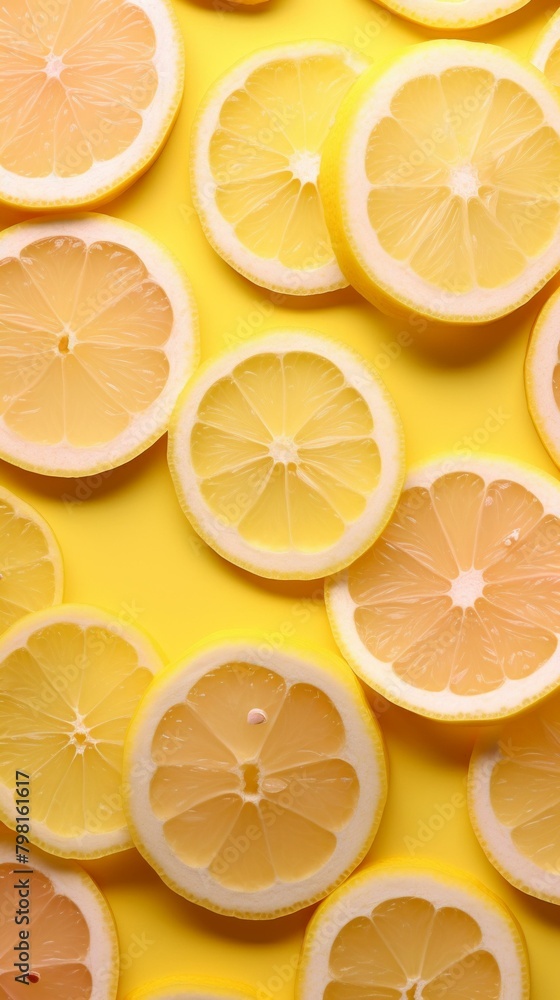 b'Close-up of fresh lemons on yellow background' b'Close-up of fresh lemons on yellow background'