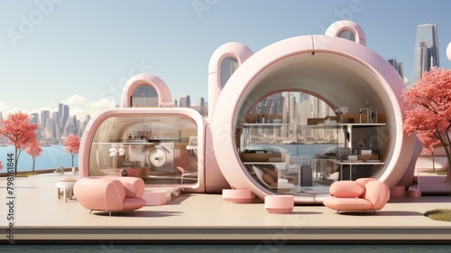 b'pink futuristic house'