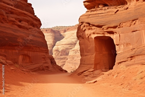 a dirt road through a canyon photo