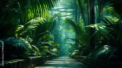 b lush green jungle foliage pathway 